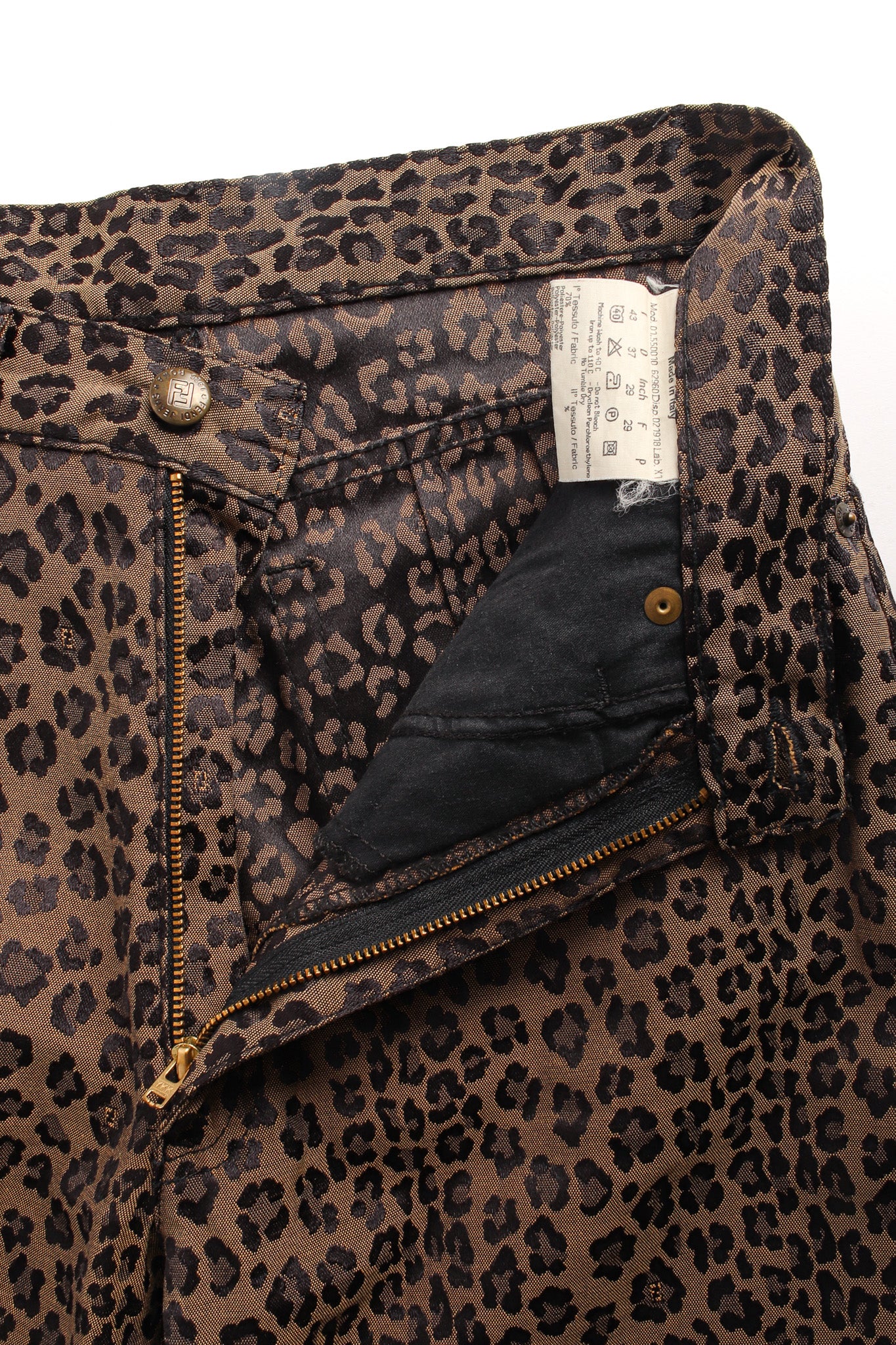 Vintage Fendi Leopard Signed Logo Print Jeans zipper/opened @ Recess LA