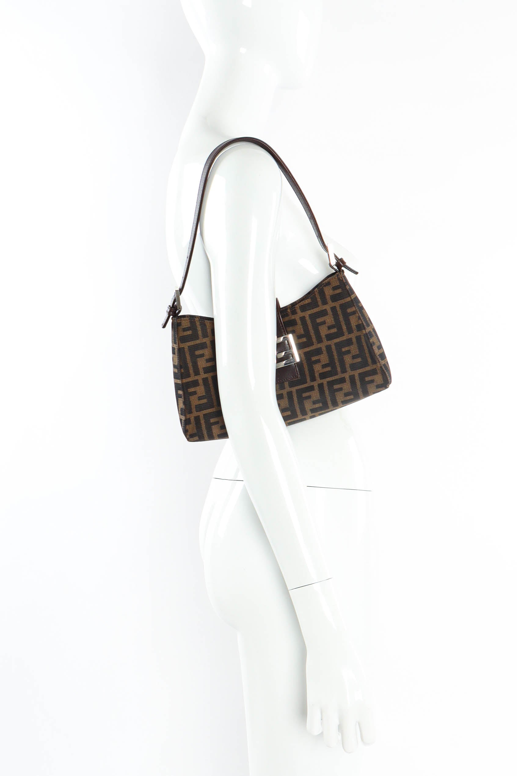 Vintage Fendi Zucca Monogram Shoulder Bag mannequin shoulder @ Recess LA