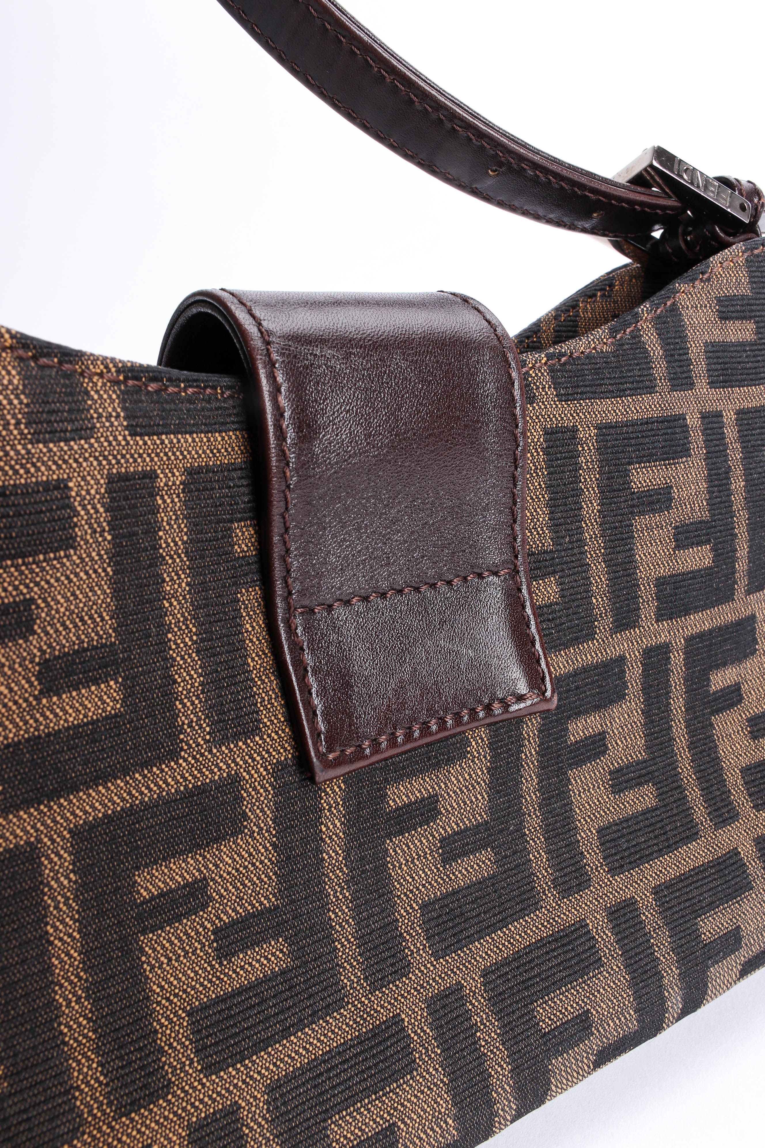 Vintage Fendi Zucca Monogram Shoulder Bag back close up @ Recess LA