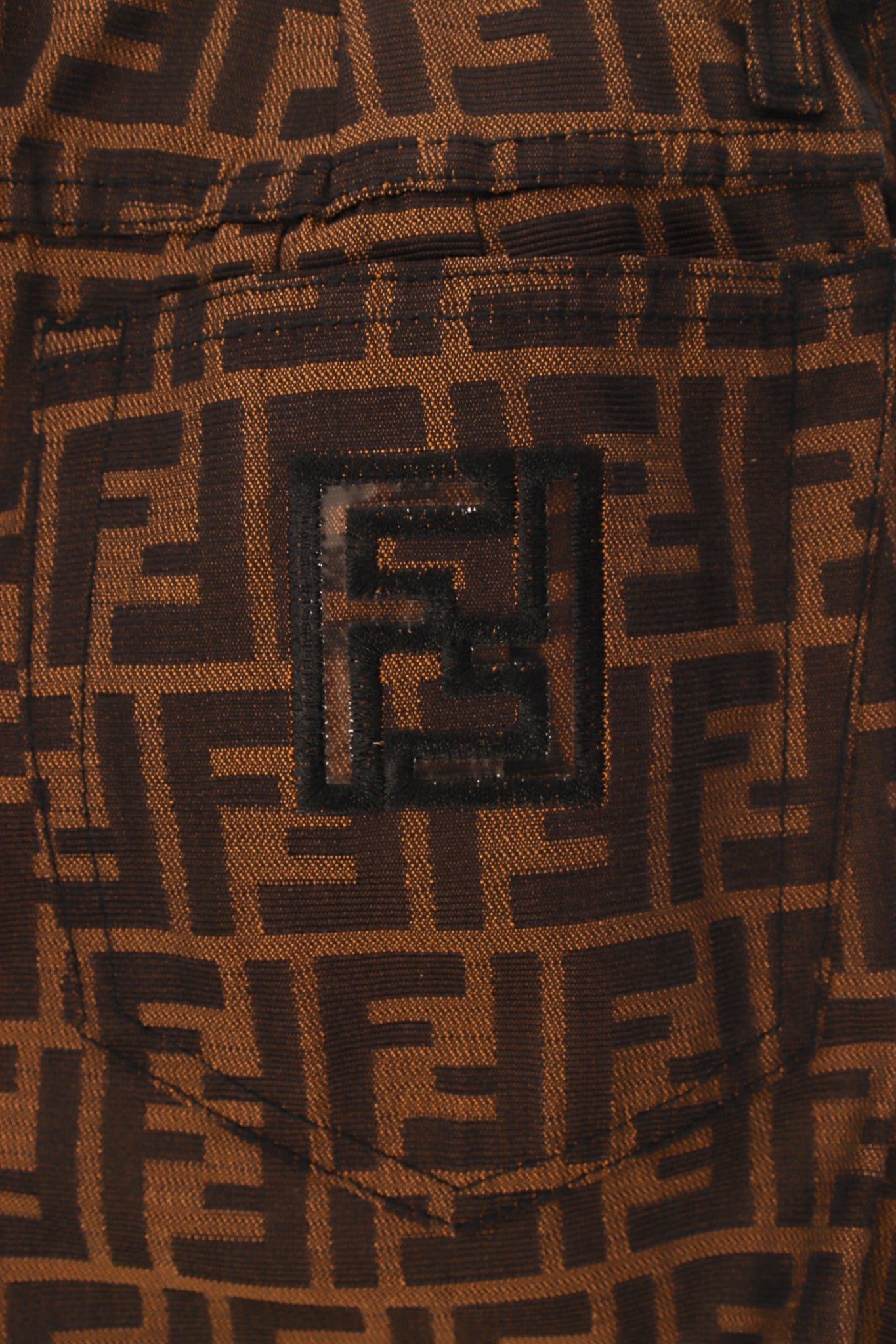 Vintage Fendi Zucca Monogram Crop Jean pocket cutout at Recess Los Angeles