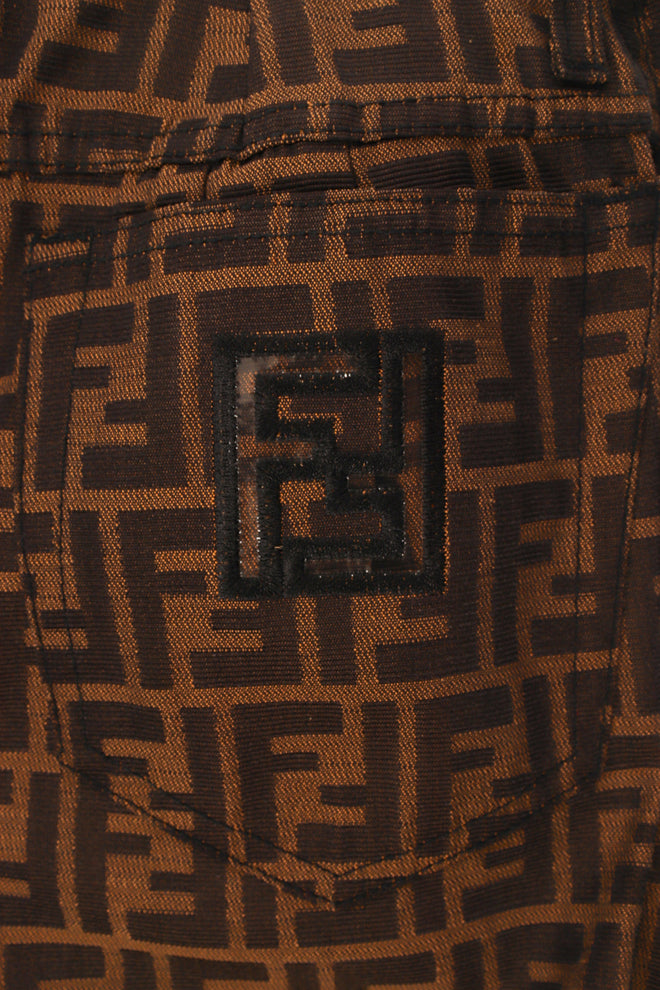 Vintage Fendi Zucca Monogram Crop Jean pocket cutout at Recess Los Angeles