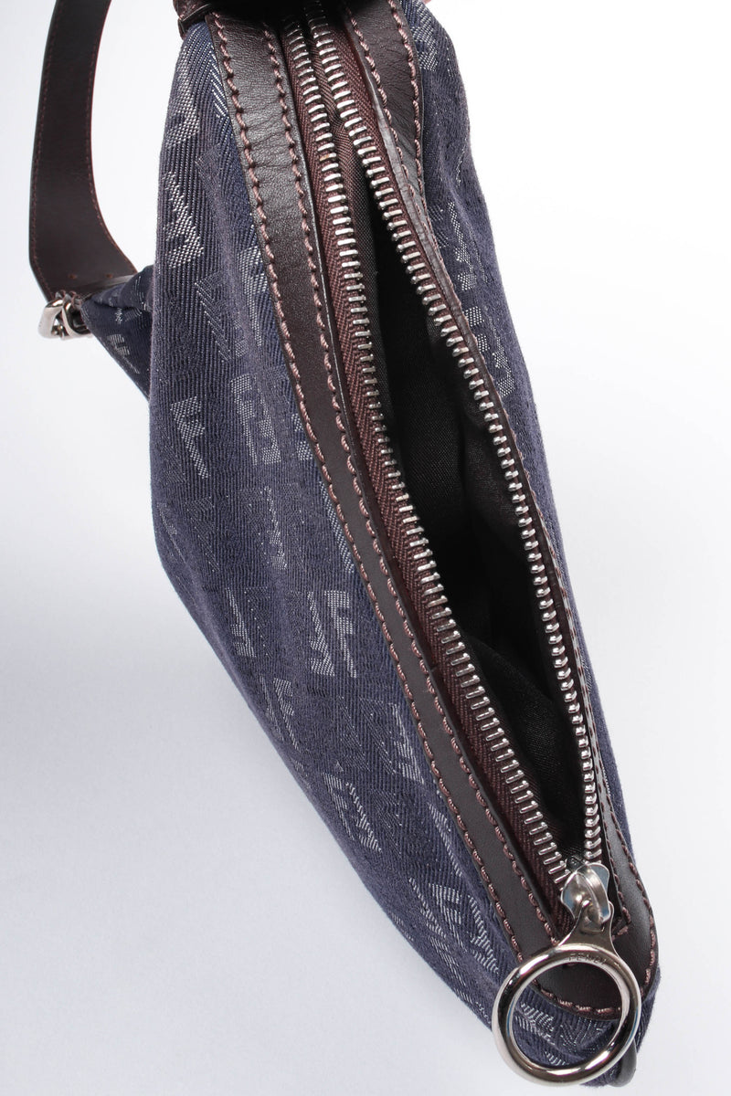 Authentic Fendi Vintage Black Large Oyster Zucca Shoulder Bag Top