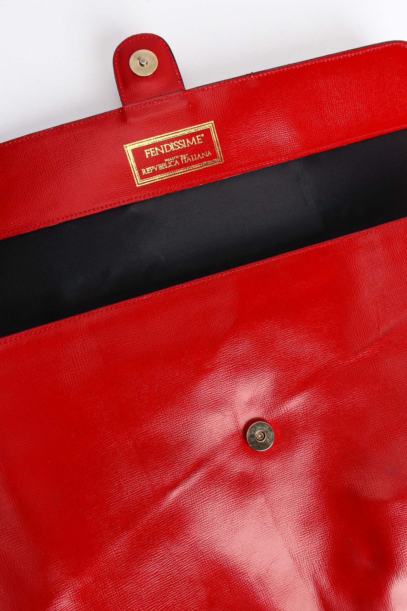 Vintage Fendi for Fendissime Oversized Leather Envelope Bag opened snap button @ Recess LA