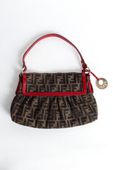 Vintage Fendi Zucca Monogram Flap Shoulder Bag back flat @ Recess LA