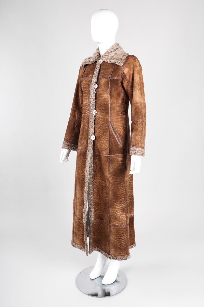 Louis Feraud Pattern Print Lambswool Fur Coat