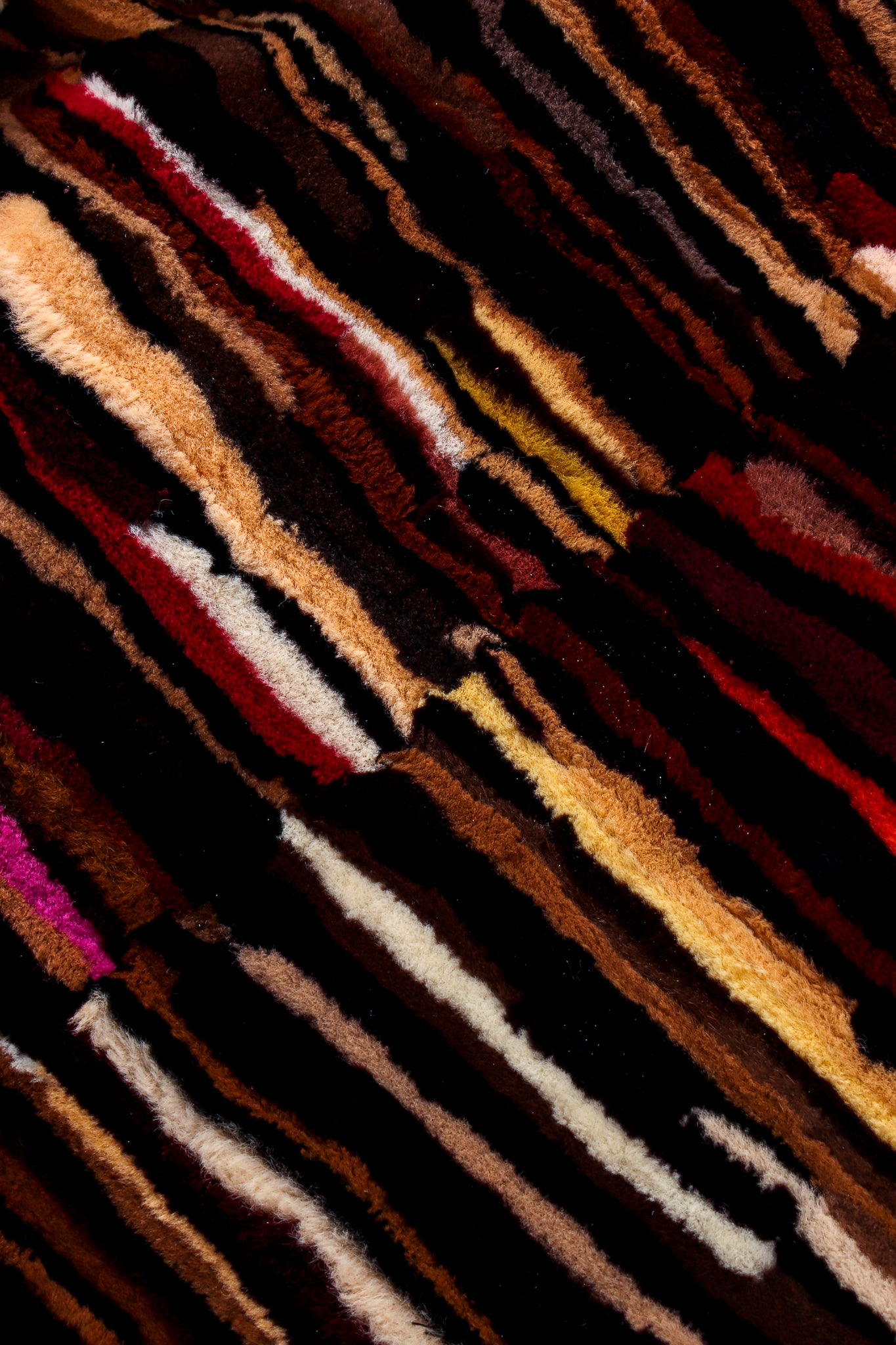 Vintage Louis Féraud Rainbow Striae Stripe Fur Coat detail at Recess Los Angeles