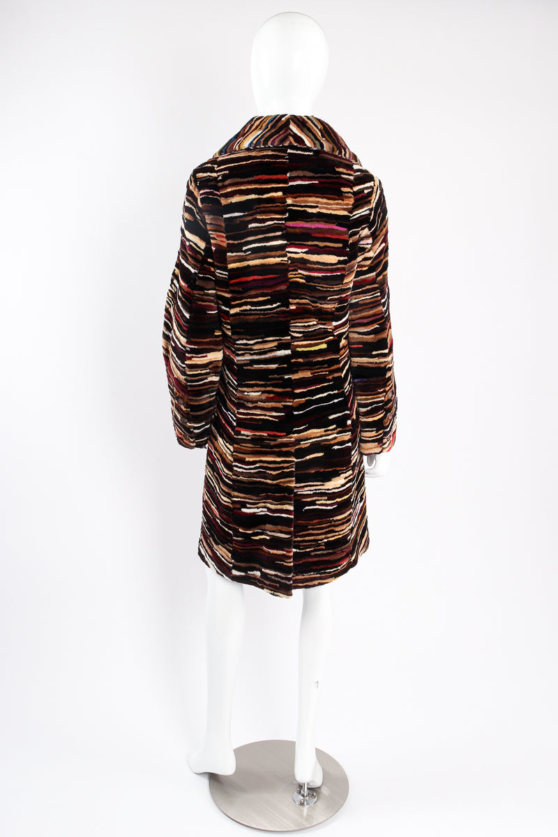 Vintage Louis Féraud Rainbow Striae Stripe Fur Coat on mannequin back at Recess Los Angeles