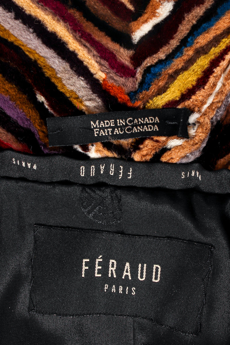 Vintage Louis Féraud Rainbow Striae Stripe Fur Coat label at Recess Los Angeles