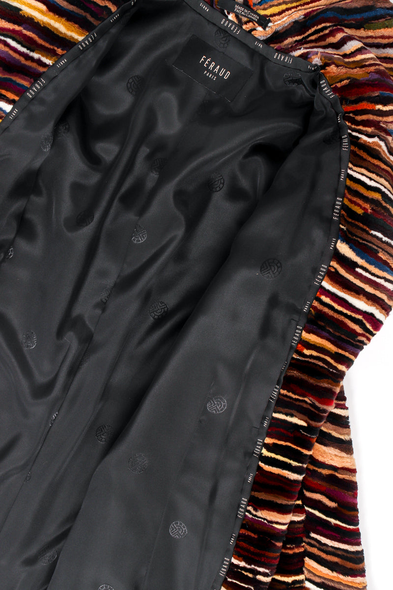 Vintage Louis Féraud Rainbow Striae Stripe Fur Coat lining at Recess Los Angeles