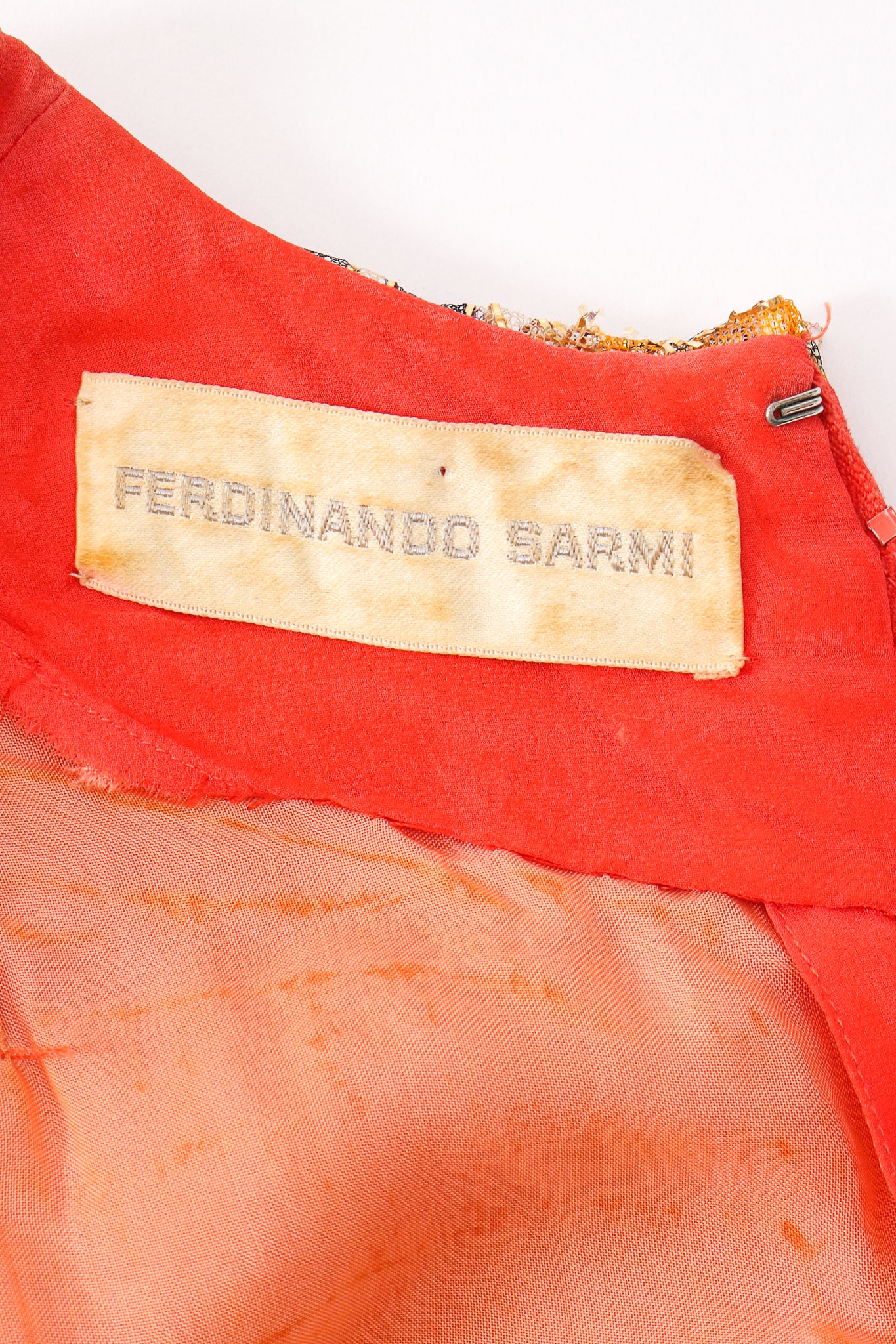 Vintage Ferdinando Sarmi Sequined Mesh Shift Dress fabric label at Recess Los Angeles