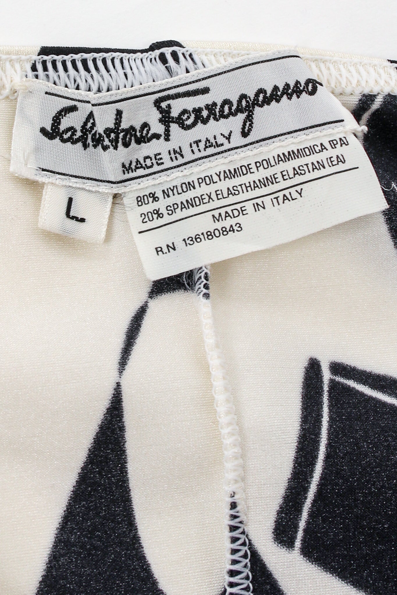 Vintage Salvatore Ferragamo Harlequin Shoe Print Jumpsuit label at Recess Los Angeles