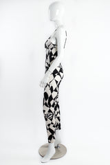 Vintage Salvatore Ferragamo Harlequin Shoe Print Jumpsuit on Mannequin side at Recess Los Angeles