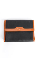 Vintage Ferragamo Leather Portfolio Clutch front @ Recess Los Angeles