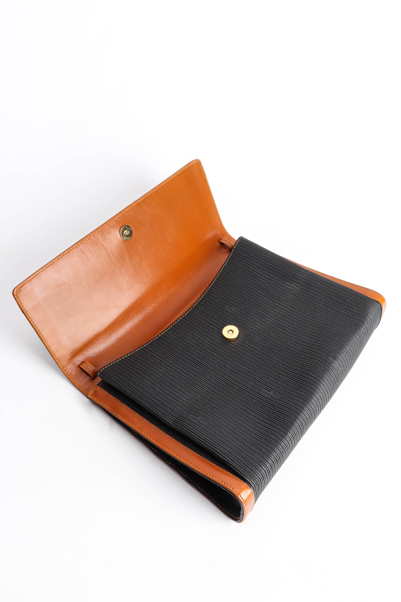 Vintage Ferragamo Leather Portfolio Clutch flap open @ Recess Los Angeles
