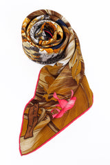 Vintage Salvatore Ferragamo Tropical Tiger Blossom Silk Scarf roll at Recess Los Angeles