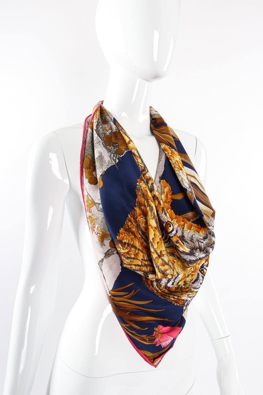 Vintage Salvatore Ferragamo Tropical Tiger Blossom Silk Scarf – Recess