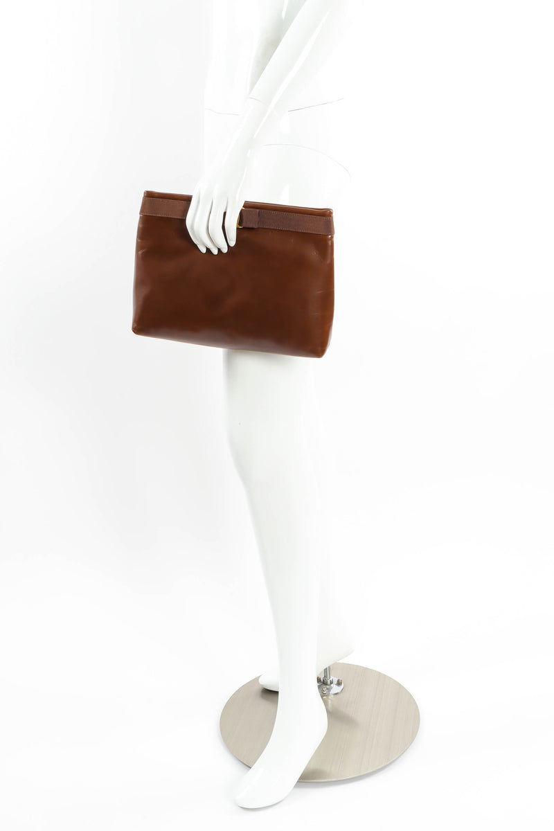Vintage Ferragamo Leather Shoulder Pouch Bag on mannequin hand @ Recess Los Angeles