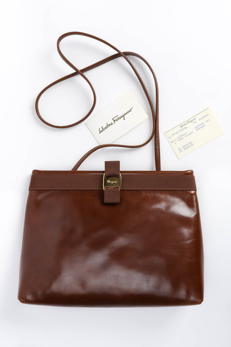 Vintage Ferragamo Leather Shoulder Pouch Bag authenticity cards @ Recess Los Angeles