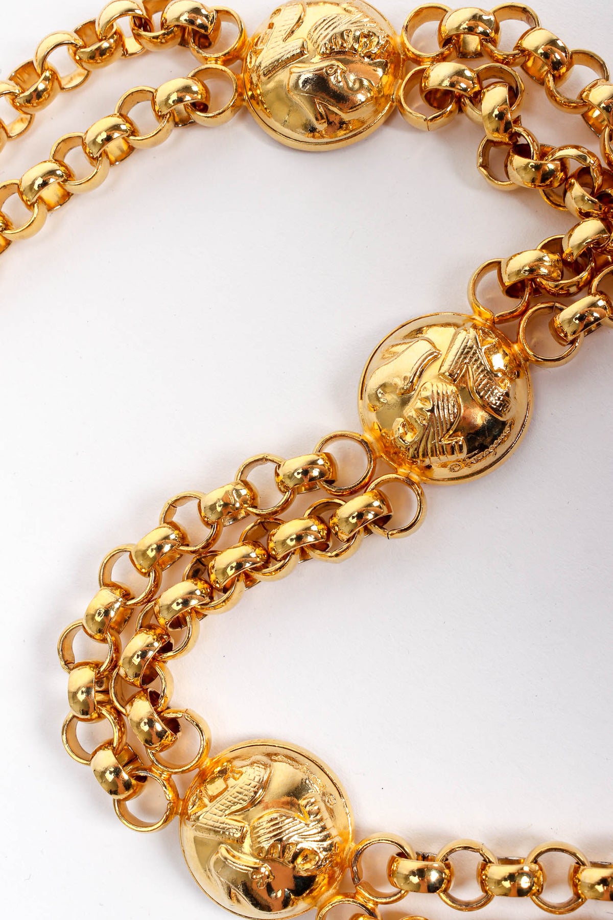 Vintage Ferragamo Shoe Dome Rolo Chain Link Belt – Recess display picture 1