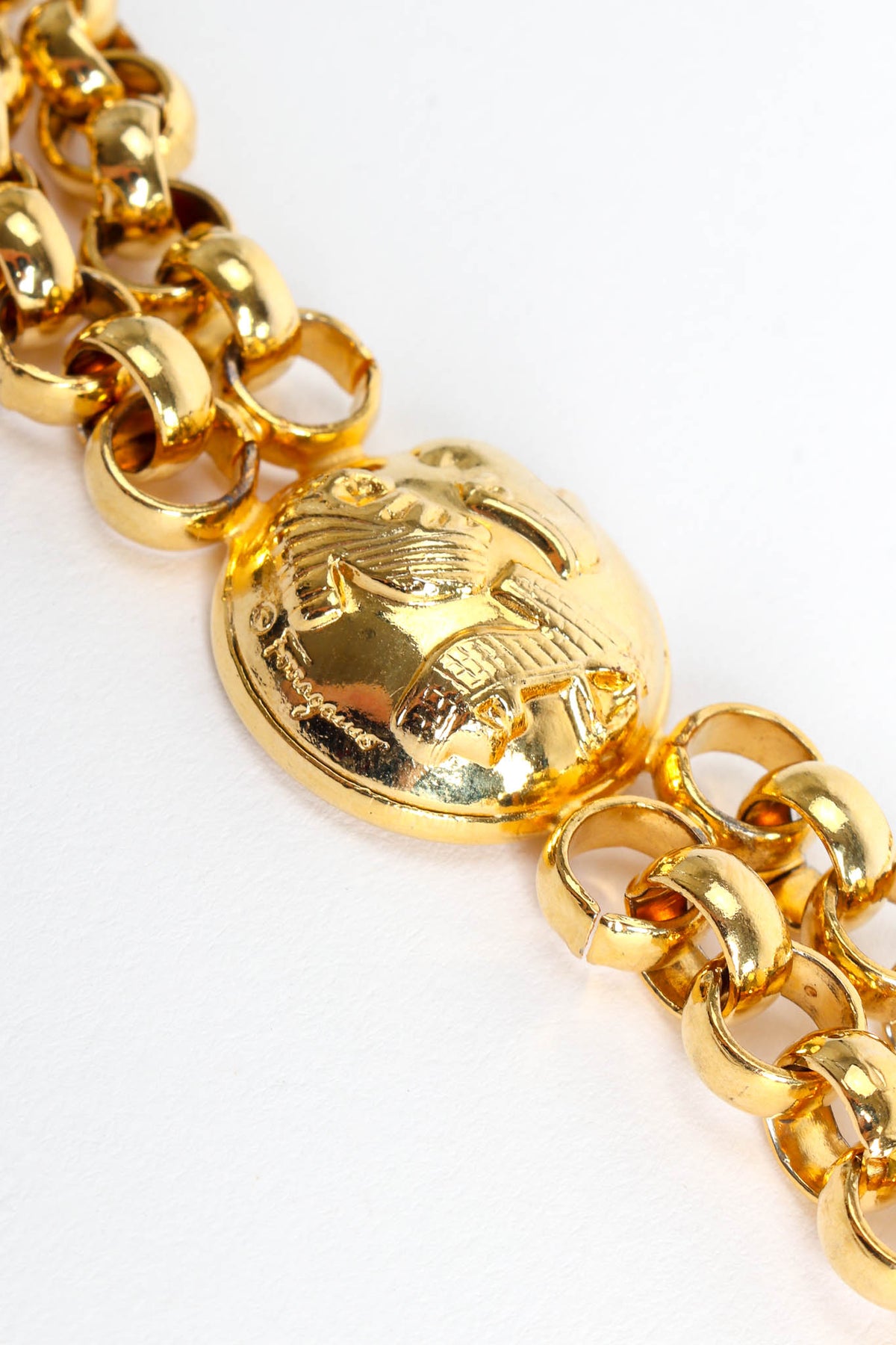 Vintage Ferragamo Shoe Dome Rolo Chain Link Belt – Recess display picture 2