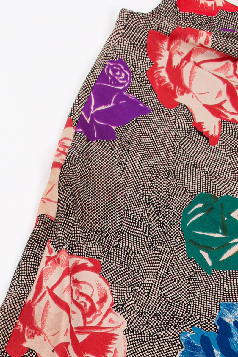 Vintage Ferrante Silk Floral Faux Wrap Dolman Dress stain @ Recess LA