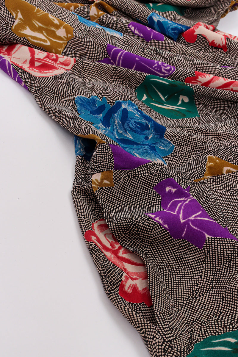 Vintage Ferrante Silk Floral Faux Wrap Dolman Dress pocket @ Recess LA