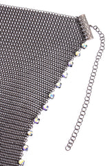 Ferrara Iridescent Swarovski Ring Mesh Waterfall Bib Necklace detail at Recess Los Angeles