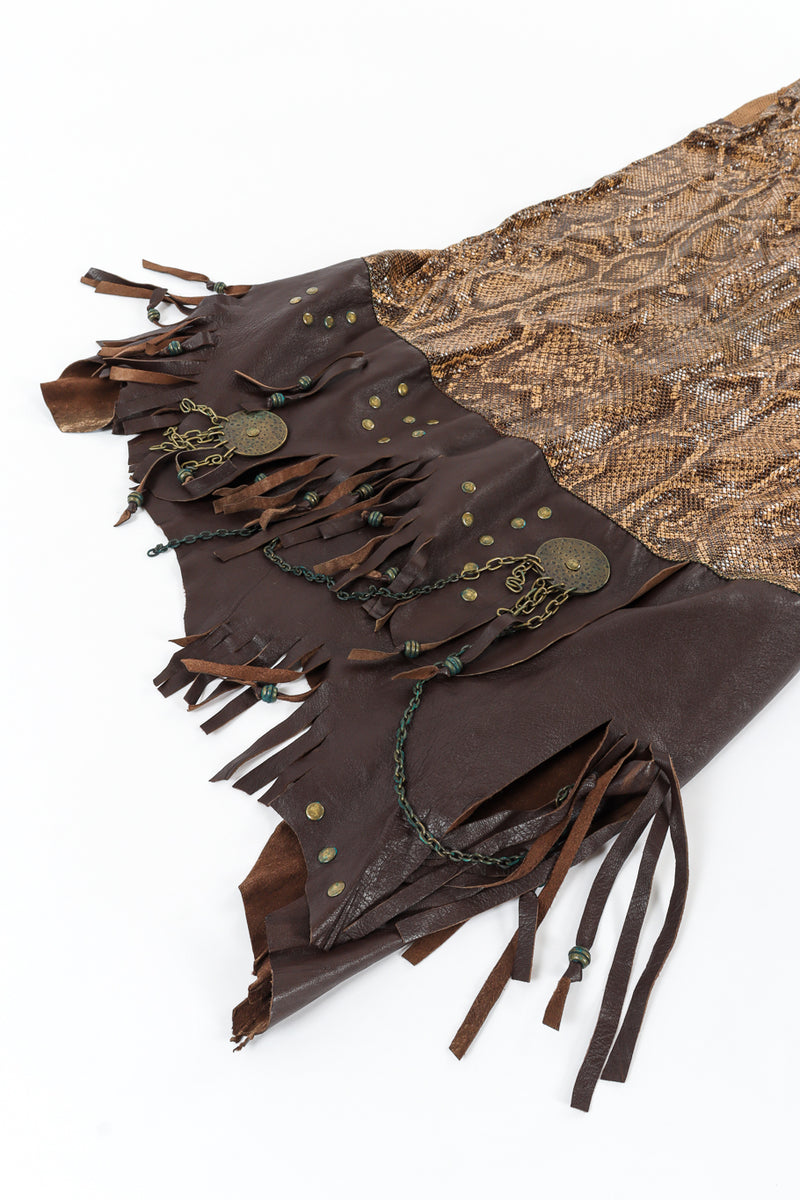 Vintage Ferrara Python Print Metal Mesh Leather Dress hem fringe detail @ Recess LA