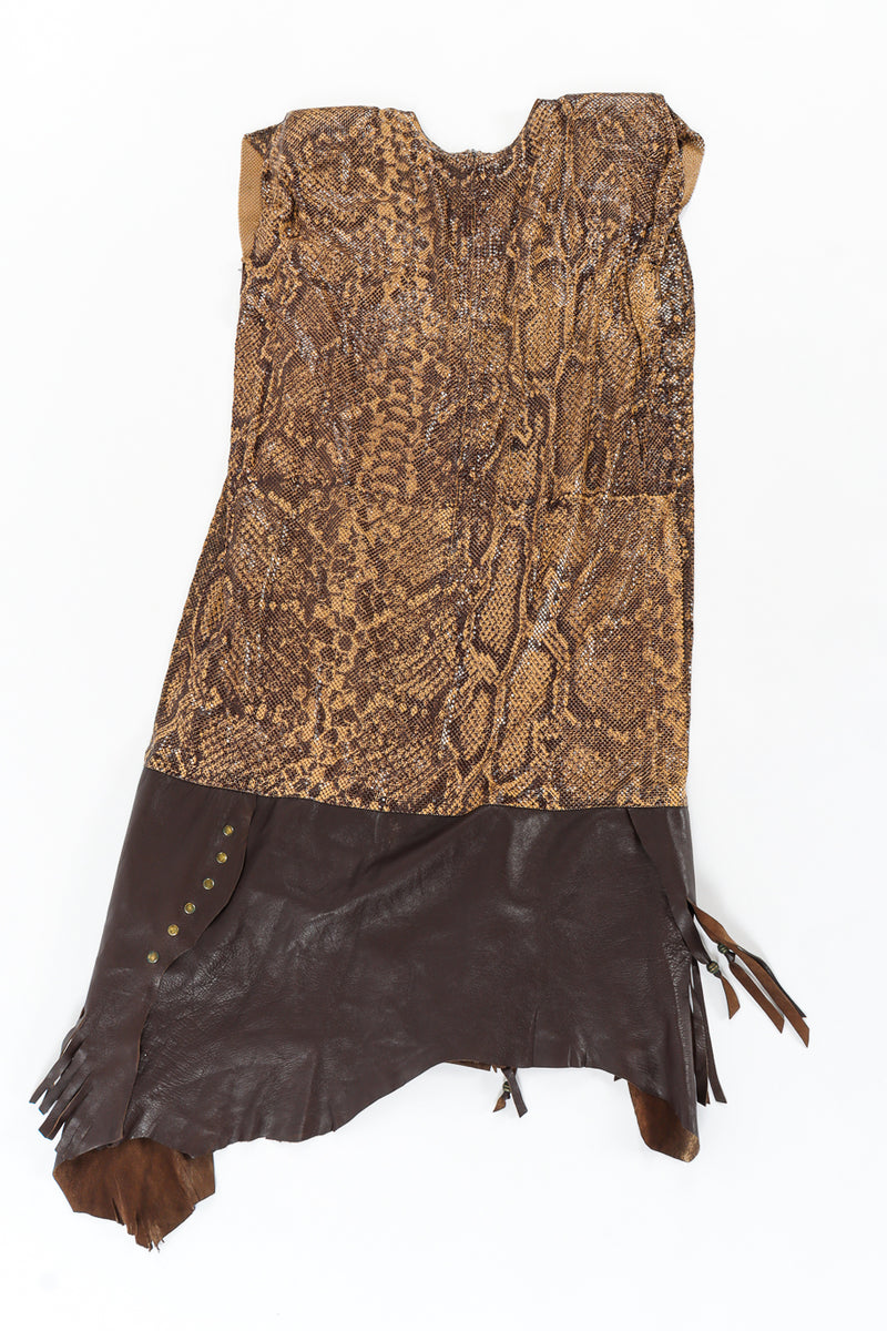 Vintage Ferrara Python Print Metal Mesh Leather Dress falt lay back @ Recess LA