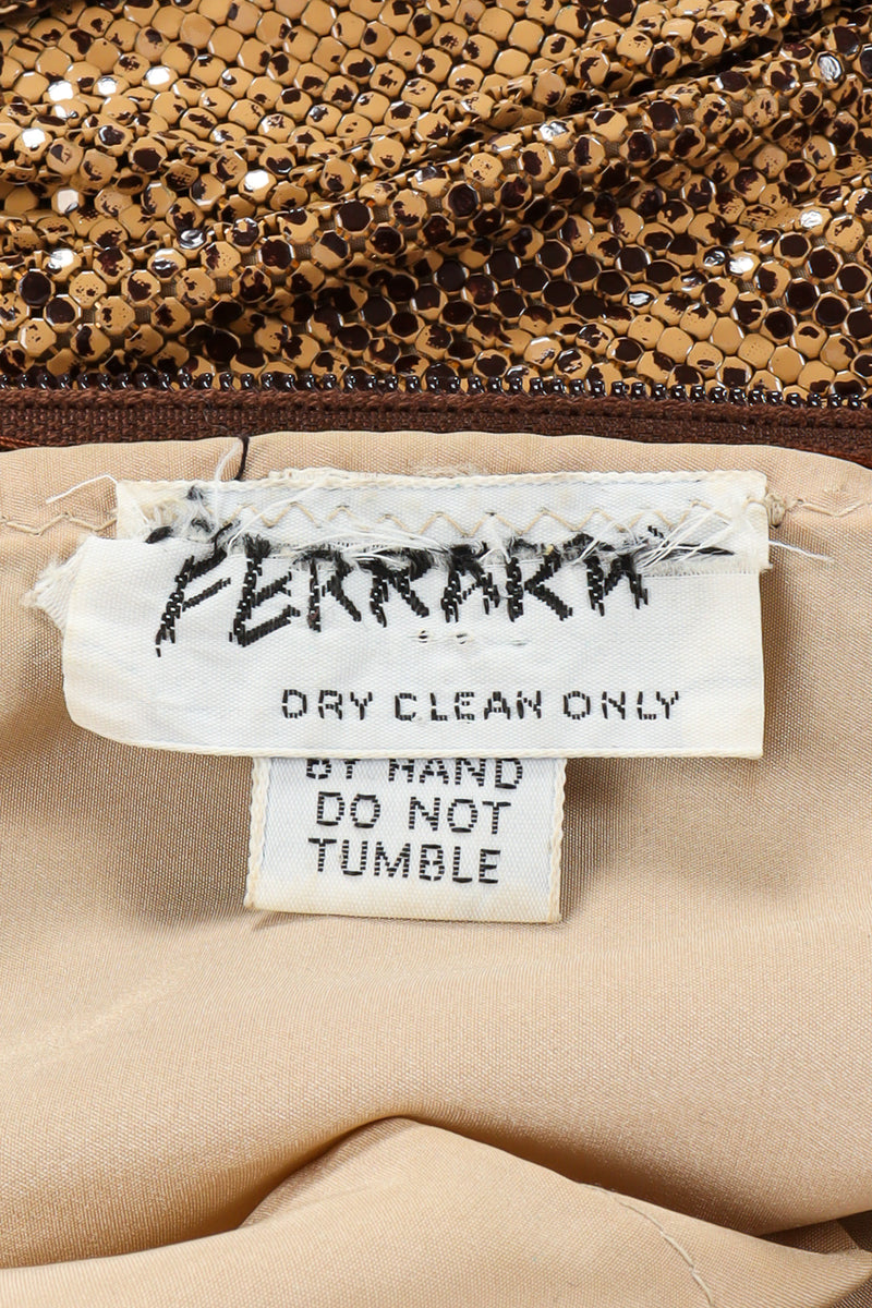Vintage Ferrara Python Print Metal Mesh Leather Dress tag @ Recess LA