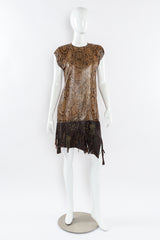 Vintage Ferrara Python Print Metal Mesh Leather Dress mannequin front  @ Recess LA