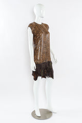 Vintage Ferrara Python Print Metal Mesh Leather Dress mannequin side angle @ Recess LA