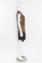 Vintage Ferrara Python Print Metal Mesh Leather Dress mannequin side @ Recess LA