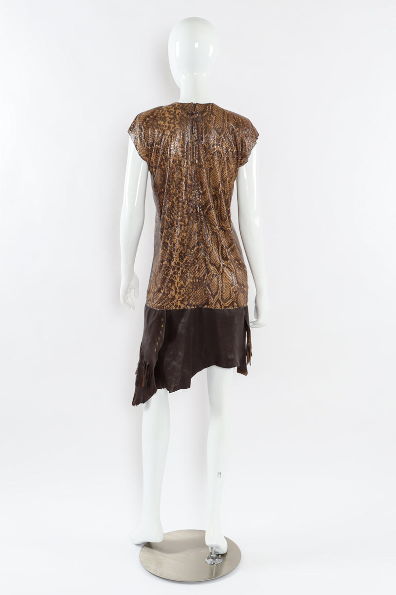 Vintage Ferrara Python Print Metal Mesh Leather Dress mannequin back @ Recess LA