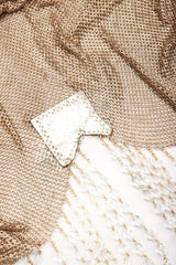 Recess Los Angeles Vintage Anthony Ferrara Gold Liquid Mesh Fringe Cowl Top & Skirt Set