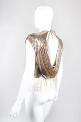 Recess Los Angeles Vintage Anthony Ferrara Gold Liquid Mesh Fringe Cowl Top & Skirt Set