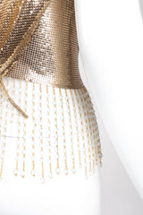 Recess Los Angeles Vintage Anthony Ferrara Gold Liquid Mesh Fringe Cowl Top & Skirt Set