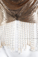 Recess Los Angeles Vintage Anthony Ferrara Gold Liquid Mesh Fringe Cowl Top & Skirt Set