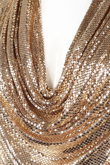 Recess Los Angeles Vintage Anthony Ferrara Gold Liquid Mesh Fringe Cowl Top & Skirt Set