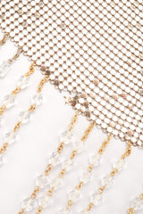 Recess Los Angeles Vintage Anthony Ferrara Gold Liquid Mesh Fringe Cowl Top & Skirt Set