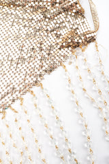 Recess Los Angeles Vintage Anthony Ferrara Gold Liquid Mesh Fringe Cowl Top & Skirt Set
