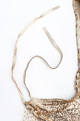 Recess Los Angeles Vintage Anthony Ferrara Gold Liquid Mesh Fringe Cowl Top & Skirt Set