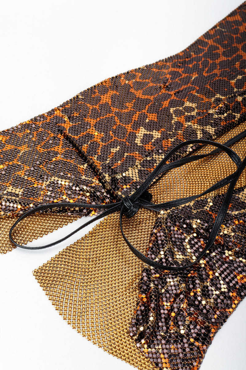 Vintage Anthon Ferrara Bronze Leopard Liquid Metal Mesh Halter Tie Top back Tie Detail