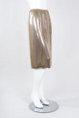 Recess Los Angeles Vintage Anthony Ferrara Gold Liquid Mesh Fringe Cowl Top & Skirt Set