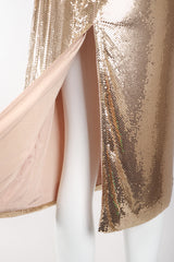 Recess Los Angeles Vintage Anthony Ferrara Gold Liquid Mesh Fringe Cowl Top & Skirt Set