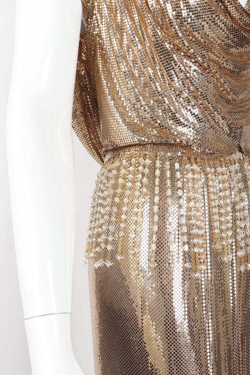 Vintage Anthony Ferrara Gold Liquid Mesh Fringe Cowl Top & Skirt Set ...