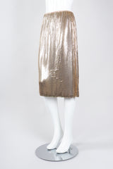 Recess Los Angeles Vintage Anthony Ferrara Gold Liquid Mesh Fringe Cowl Top & Skirt Set