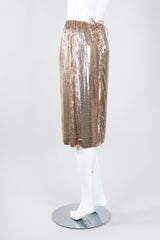 Recess Los Angeles Vintage Anthony Ferrara Gold Liquid Mesh Fringe Cowl Top & Skirt Set