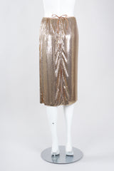 Recess Los Angeles Vintage Anthony Ferrara Gold Liquid Mesh Fringe Cowl Top & Skirt Set