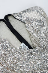 Vintage Anthony Ferrara Silver Metal Mesh Draped Cowl Dress neckline at Recess